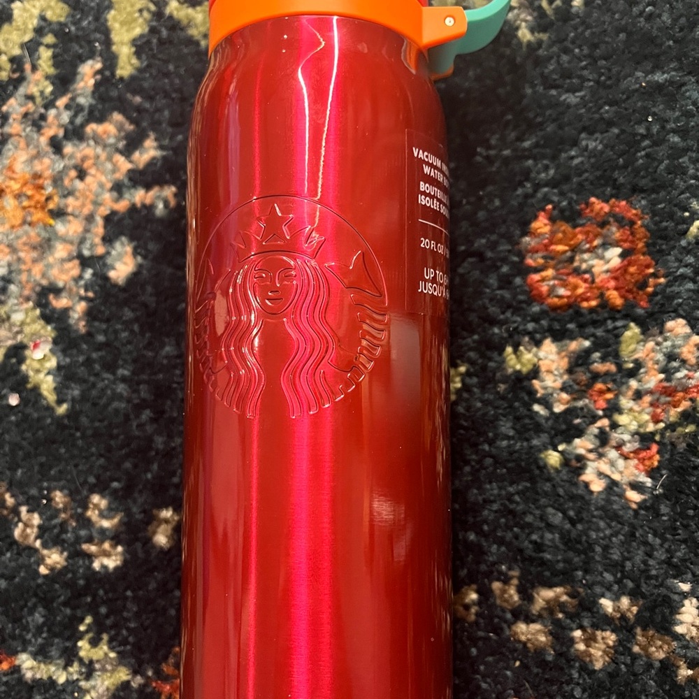 Starbucks Shiny Red Tumbler with Orange Lid